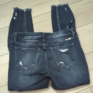 KanCan Dark Gray Distressed Cropped Jeans